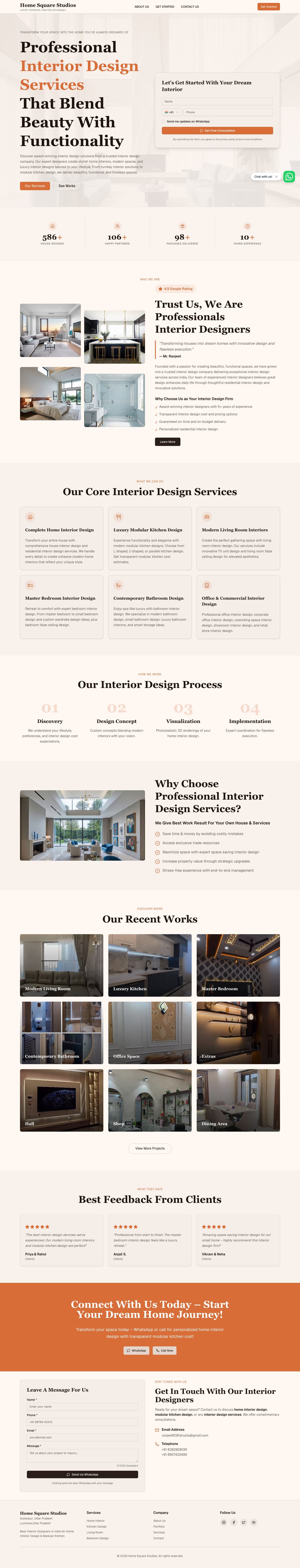 Full-page screenshot of homesquarestudios.com